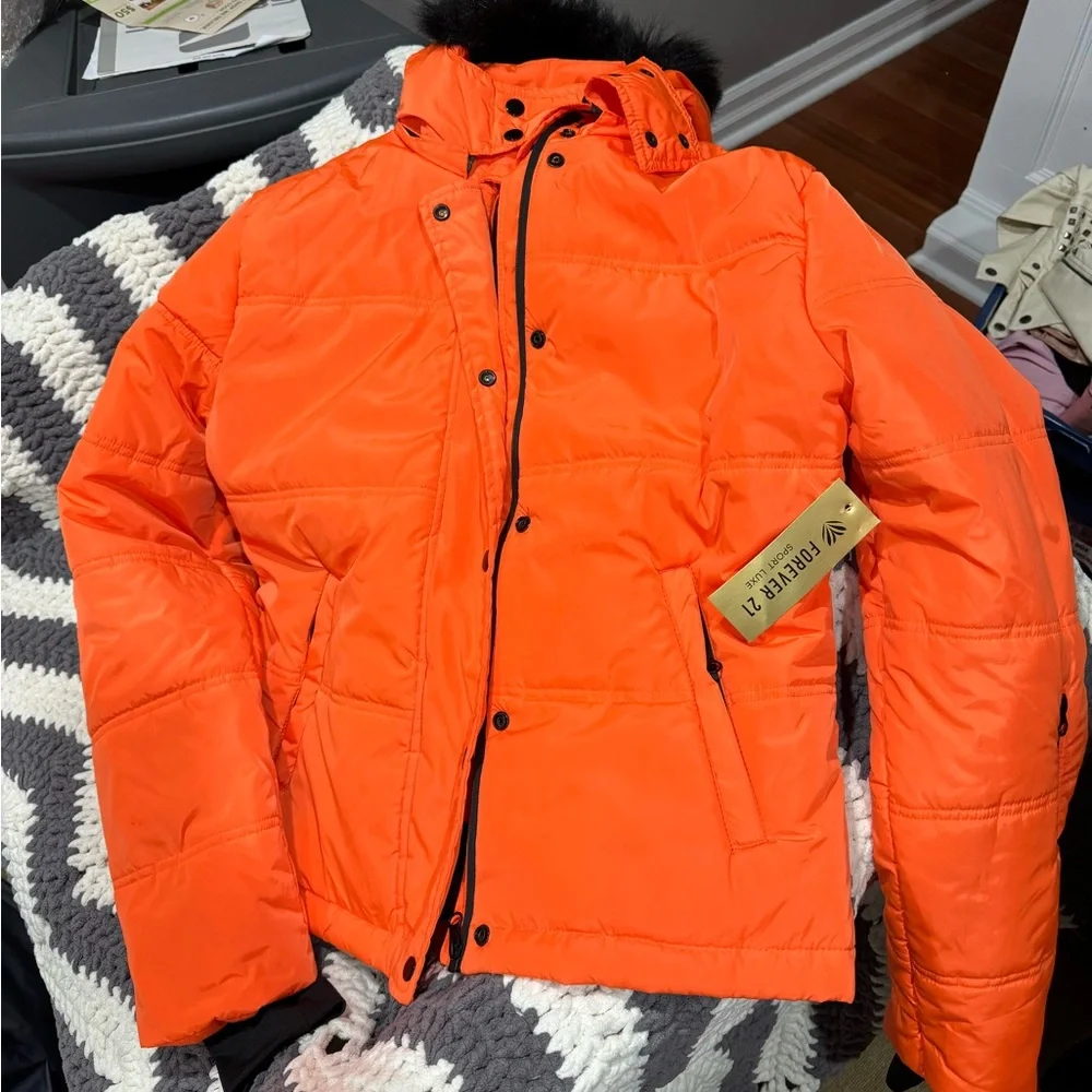 Forever 21 Sport Luxe Orange Ski Jacket - Picture 3 of 4